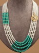 White And Turquoise Pearl Layered Mala For Men